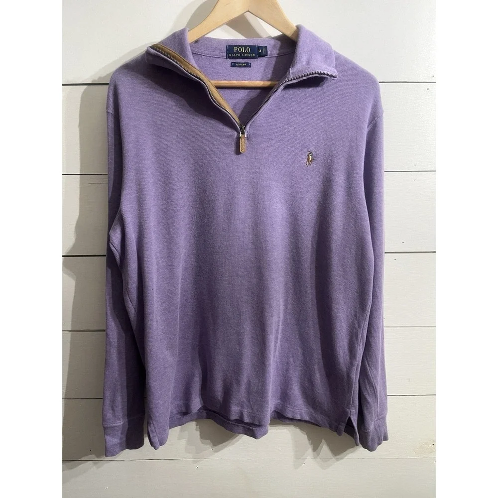 Ralph Lauren Polo Sweater Adult M Purple Brown Estate Rib Pullover Sweatshirt‎